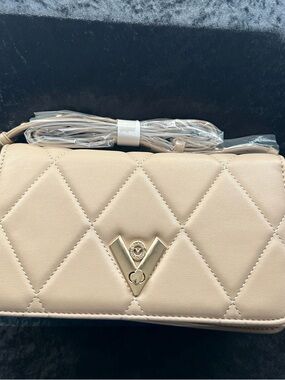 Valentino Orlandi Quilted Crossbody Bag in Beige/Light Taupe